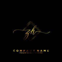 ZH Initial handwriting logo vector	
