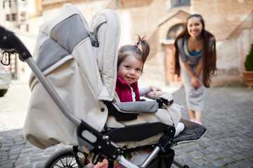 mother and daughter on the street