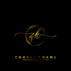 ZK Initial handwriting logo vector	
