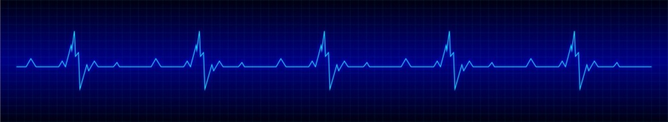 Heart rhytm. Blue electrocardiogram. Heartbeat. Heartbeat line. Vector illustration.