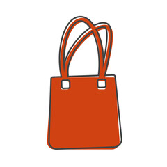 Handbag icon cartoon style on white isolated background.