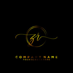 ZR Initial handwriting logo vector	
