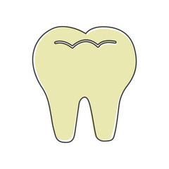 Vector tooth icon. Dentistry illustration cartoon style on white isolated background.