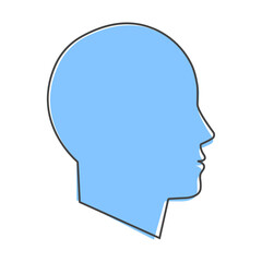 Vector icon of a man's head. Illustration of a man or woman head cartoon style on white isolated background.