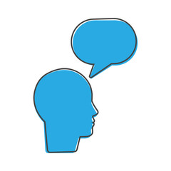 Vector icon of a man's head. A man thinks cartoon style on white isolated background.
