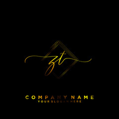 ZT Initial handwriting logo vector	
