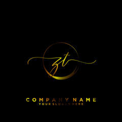 ZT Initial handwriting logo vector	

