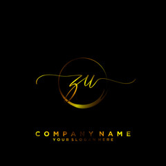 ZU Initial handwriting logo vector	
