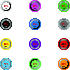 Discount sign button in black background