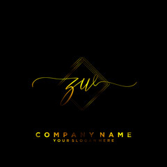 ZW Initial handwriting logo vector	
