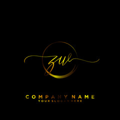 ZW Initial handwriting logo vector	
