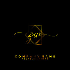 ZW Initial handwriting logo vector	
