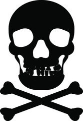 vector illustration black on white skull and crossbones