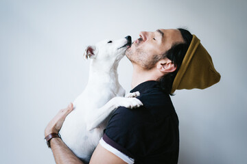 Fototapeta premium Portrait of a man and his dog