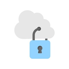 Cloud security icon illustration in flat design style. Cloud technology with padlock sign.