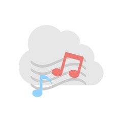 Cloud computing with music notes. Cloud music services icon illustration. Listen on cloud symbol.