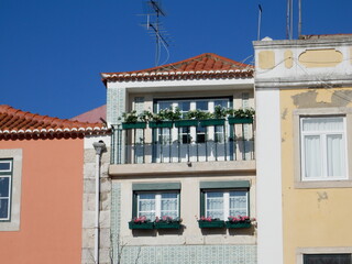 facade with flowers