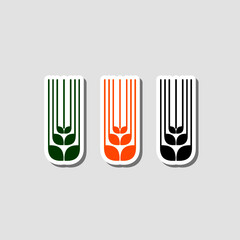 Wheat sticker icon isolated on gray background