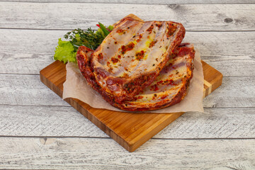 Raw marinated pork ribs