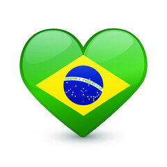 Obraz premium Brazil Flag Heart Love Emoji Icon Object Symbol Gradient Vector Art Design Cartoon Isolated 