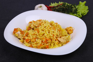 Traditional Pilaf with chicken and carrot