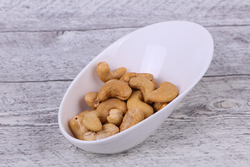 Cashew nuts heap in the bowl