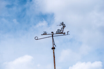 Mount Aizkorri 1523 meters, the highest in Guipúzcoa. Basque Country. Ascent through San Adrián and return through the Oltza fields. Detail of the sign that marks the direction of the wind