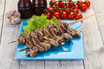 Chicken hearts skewer