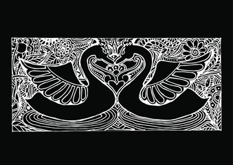 Zentangle stylized swan. Vector illustration for print and tattoo. 