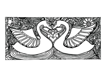 Zentangle stylized swan. Vector illustration for print and tattoo. Coloring page.