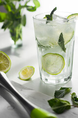 Mojito cocktail with lime and mint