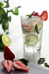 Mojito cocktail with lime and mint