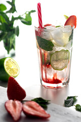 Mojito cocktail with lime and mint