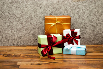 gift boxes isolated on floor, christmas concept