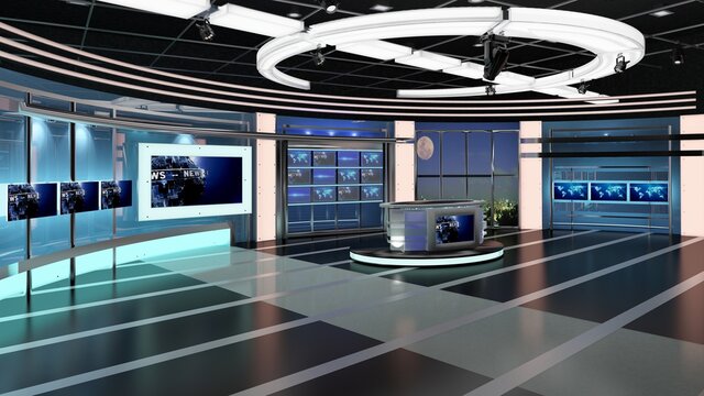Virtual TV Studio Chat Set 23. 3d Rendering.
Virtual set studio for chroma footage. wherever you want it, With a simple setup, a few square feet of space, and Virtual Set, you can transform any locati