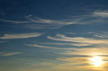 summer sunlight on beautiful summer cloud formation on blue sky