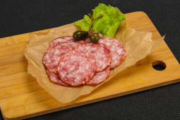 Spanish Salchichon sausage with salad