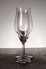 empty glass on a wooden table