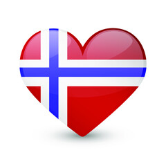 Norway Flag Heart Love Emoji Icon Object Symbol Gradient Vector Art Design Cartoon Isolated 