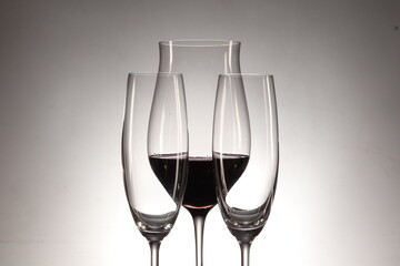glass of wine on white background