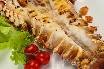 Grilled crayfish in the plate