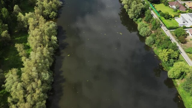 flight over rhine river side arm