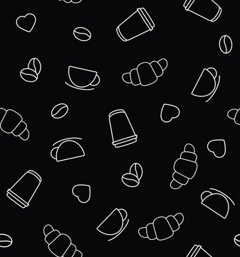 coffee pattern seamless. coffee  cup beans texture, wallpaper.  poster cafe background vector 