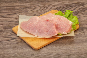 Raw pork steak for cooking