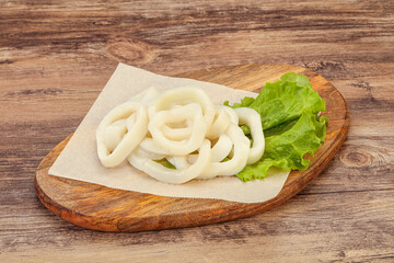 Raw squid rings for cooking