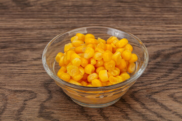 Sweet corn seeds in the bowl