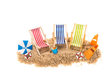 Beach chairs in sand