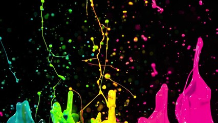 Colorful splashing paint in super slow motion. Shooted with high speed cinema camera at 1000fps - Powered by Adobe