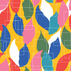 bold color geo square frame leaf background design