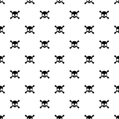 Skull and crossbones square seamless pattern on white background. Vector illustration.